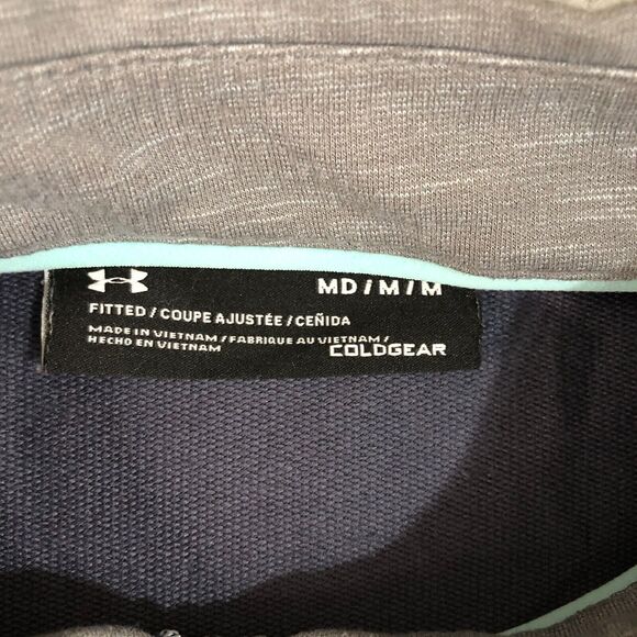 Under Armour Sweater Womens Medium Gray 1/2 Zip Fitted Logo Coldgear Pullover - Picture 3 of 7